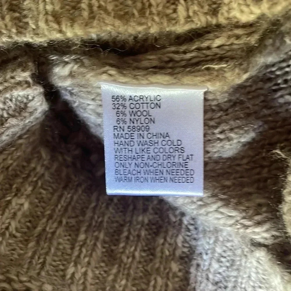 Antonio Melani Cozy Preppy Knit Pullover Sweater V-Neck Neutral Women Sz M - Picture 7 of 8